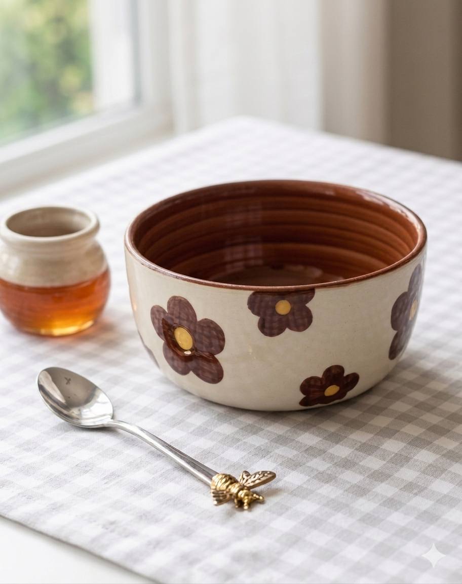 Vintage Blossom Hand-Painted Ceramic Bowl