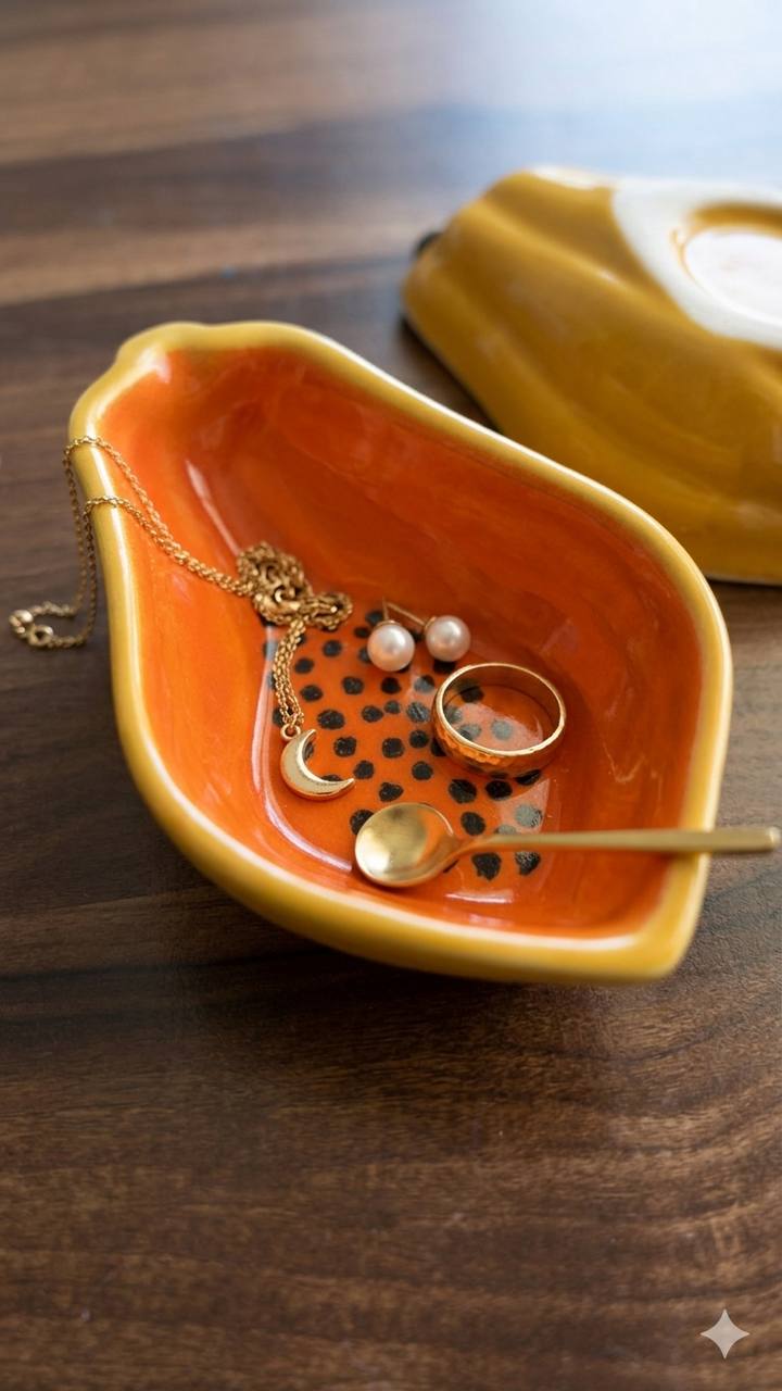 Tropical Papaya Ceramic Harvest Bowls - Set of 2