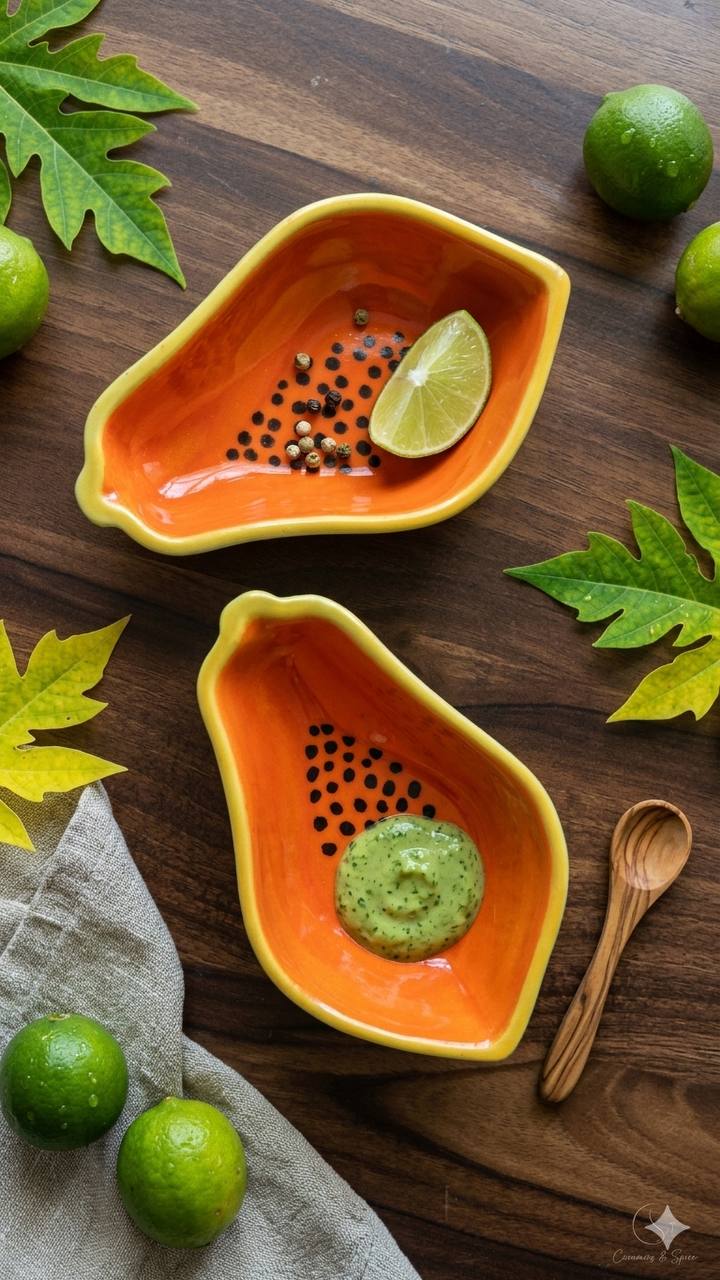 Tropical Papaya Ceramic Harvest Bowls - Set of 2