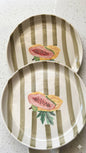 Hand-Painted Papaya Stripe Ceramic Plate - Set of 2 (8 inch)