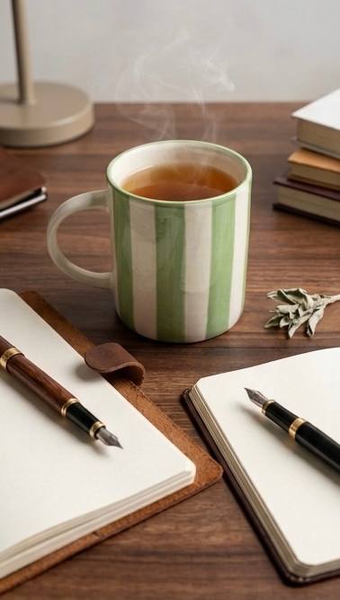 Sage Stripe Ceramic Mug