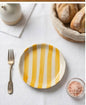 Yellow Striped Ceramic Appetizer Plates - (Set of 2)