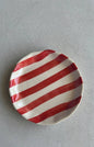 Red Striped Ceramic Appetizer Plates - (Set of 2)