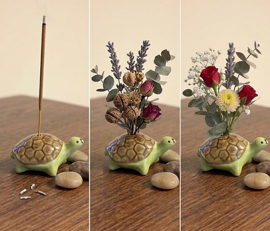 Miniature Tortoise Agarbatti Stand & Dry Flower Decorative Holder